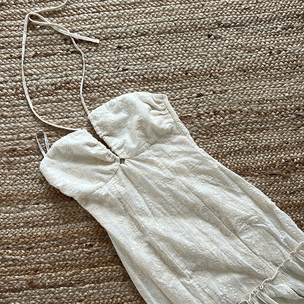 Elegant Cream Strapless Maxi Dress